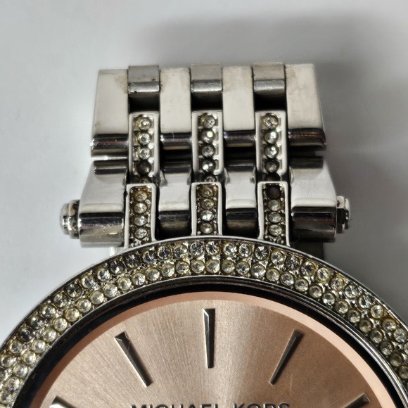 Women Michael Kors MK3218 Darci Silver Tone Stainless Steel Watch 39mm Rose Dial - Picture 5 of 16